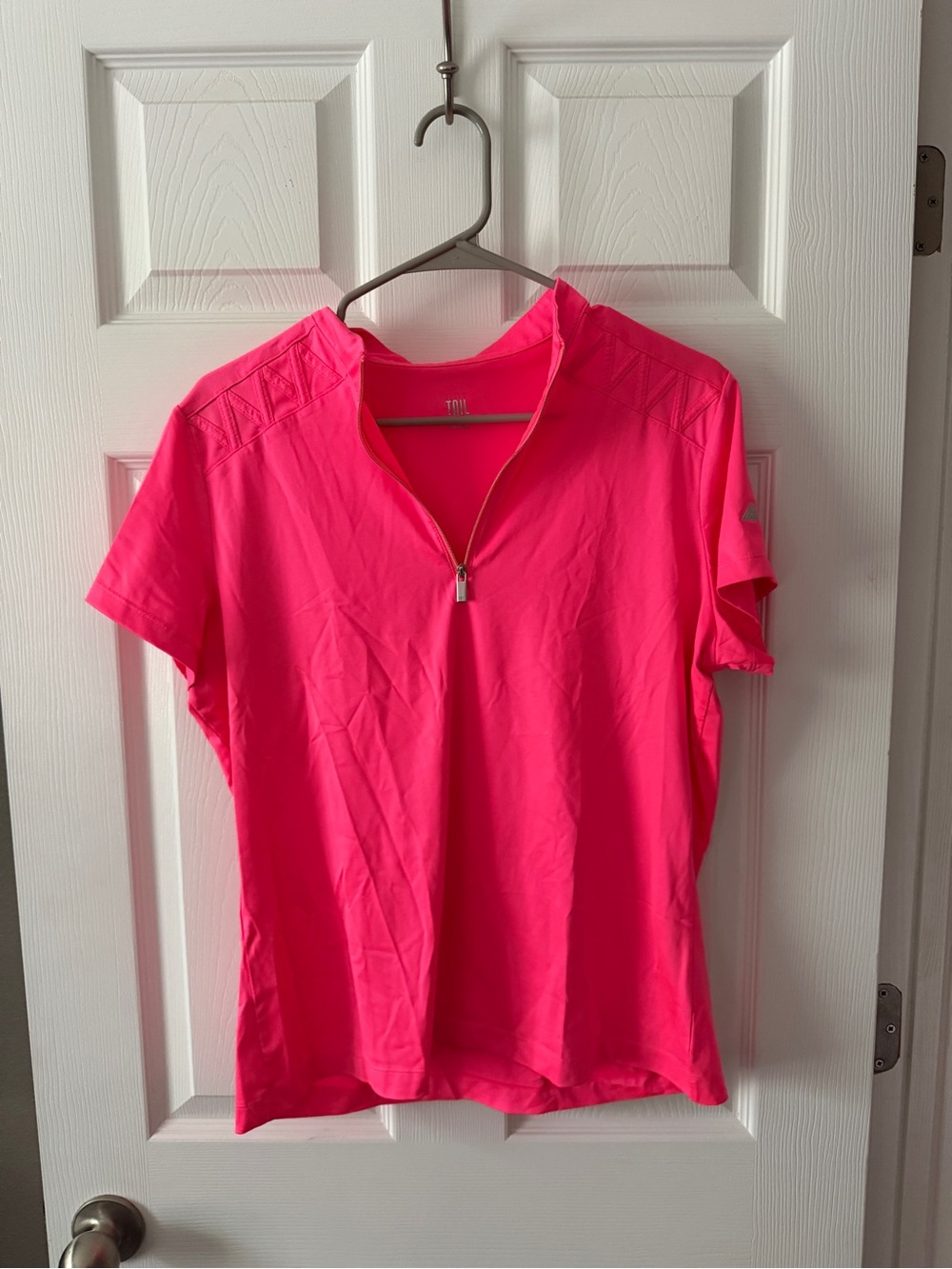 Tail Hot Pink Short Sleeve Zip-Front Active Top